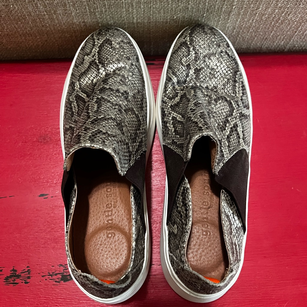 Gentle Souls Snake Print Slip-On Sneakers In Black And Brown